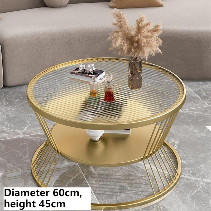 Tempered Glass Coffee Table Round Living Room Center Tables Modern Luxury Storage Coffee Tables Minimalist End Table Furniture