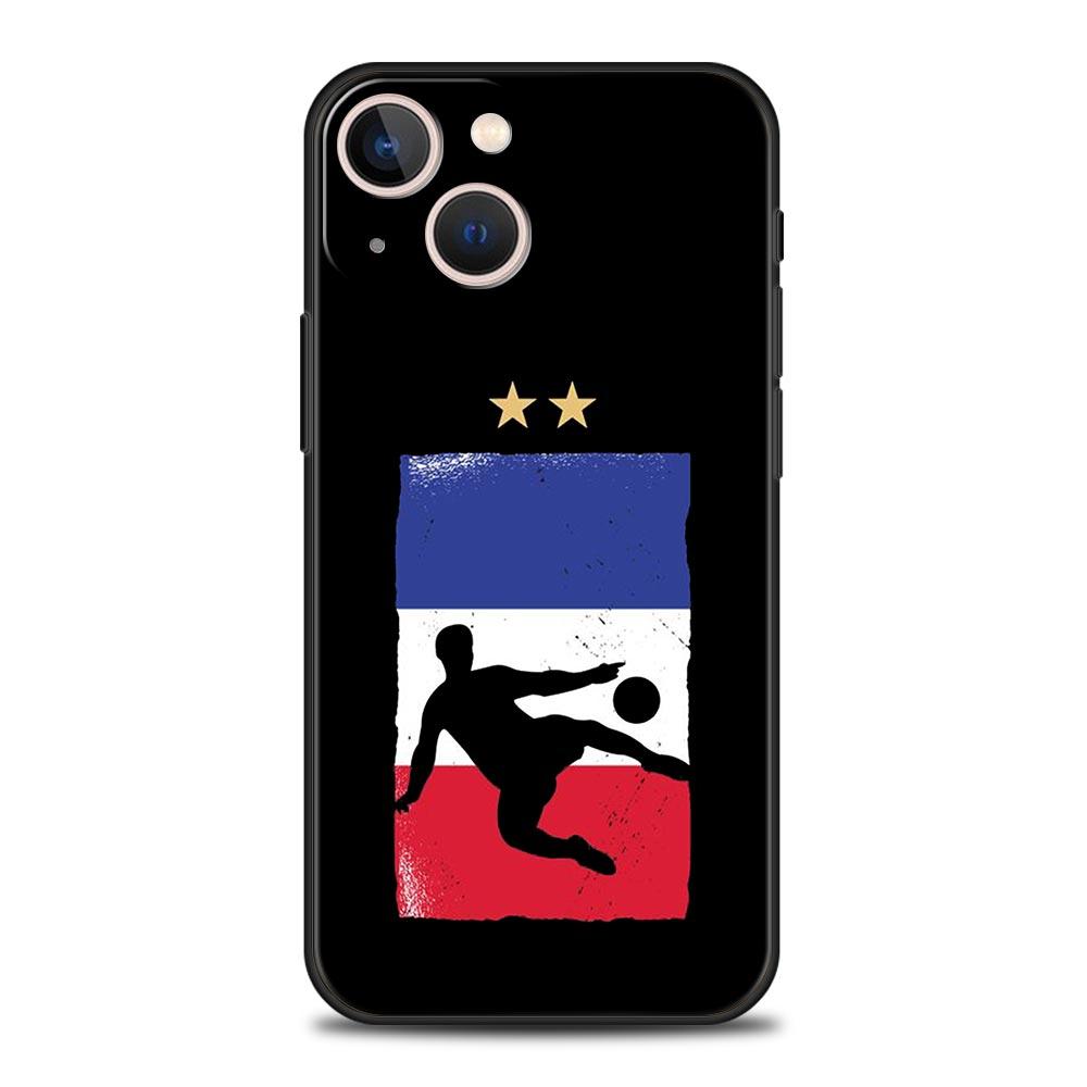 Luxury Phone Case For Apple iPhone 11 15 14 Pro MAX 12 13 7 8 Plus X XR XS MAX SE Silicone Black Cover Funda France flag