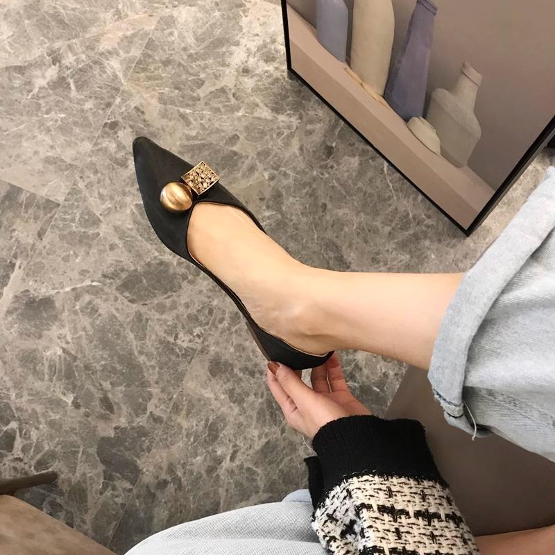 Modische Ballerinas für Damen Frühling Herbst 2025 Neu Spitz Flach Flache Ausschnittschuhe Übergröße Damenschuhe 42 43 44 Slipper Damen