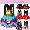 Elegant Santa Claus Print V Neck Christmas Dress For Women In Festive Red And Black