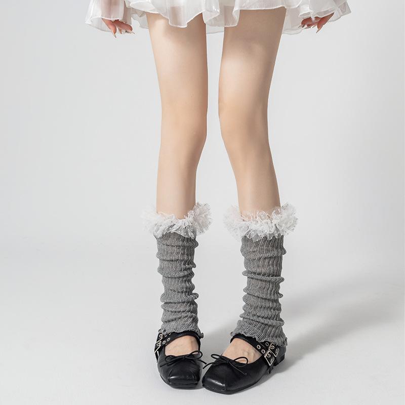 Lolita Girls Lace Ruffles Leg Warmers Women Long Socks Knitted Foot Cover Arm Warmer Y2K Spring Summer Boot Cuffs Stockings New