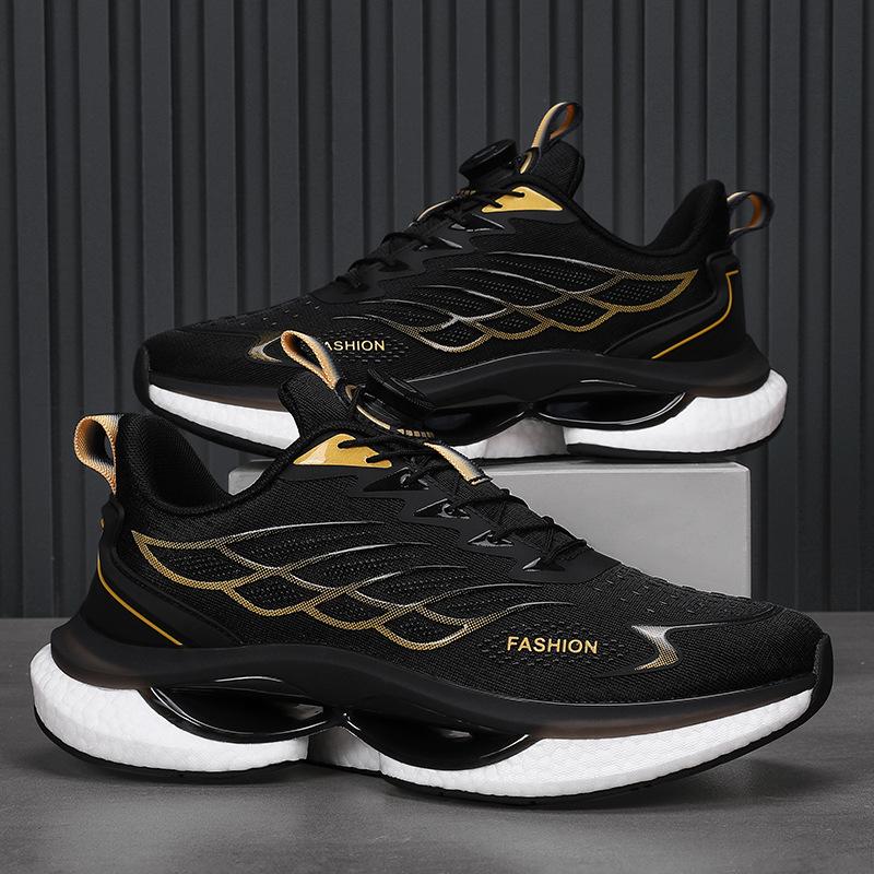 Men's shoes ice silk breathable jaka mesh rotating buckle sneakers really explosive high elastic ultra light shock absorbing running shoes