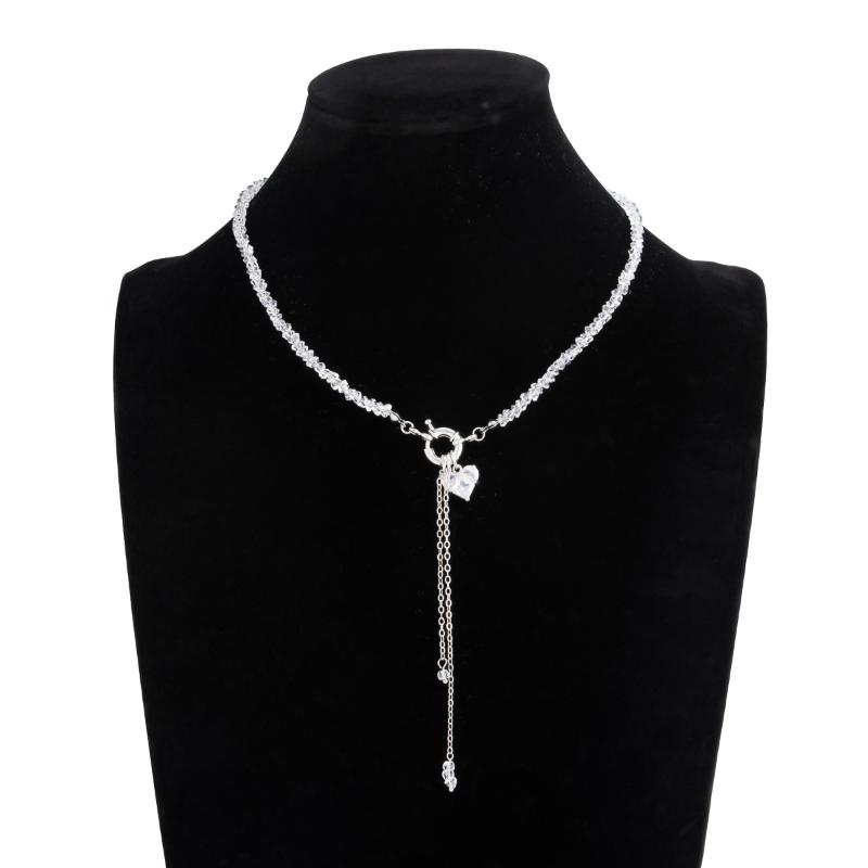 Exquisite Elegant Crystal Beaded Pendant Chokers Long Chain Tassel Necklace Women Trendy Creative OT Buckle Chain Jewelry Gift