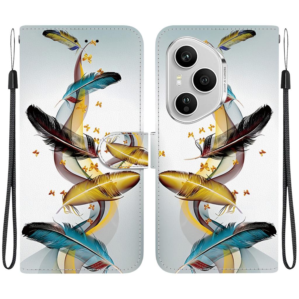 For Honor 400 Pro 5G (Global) Case Pattern Printing Leather Flip Wallet Phone Cover with Lanyard