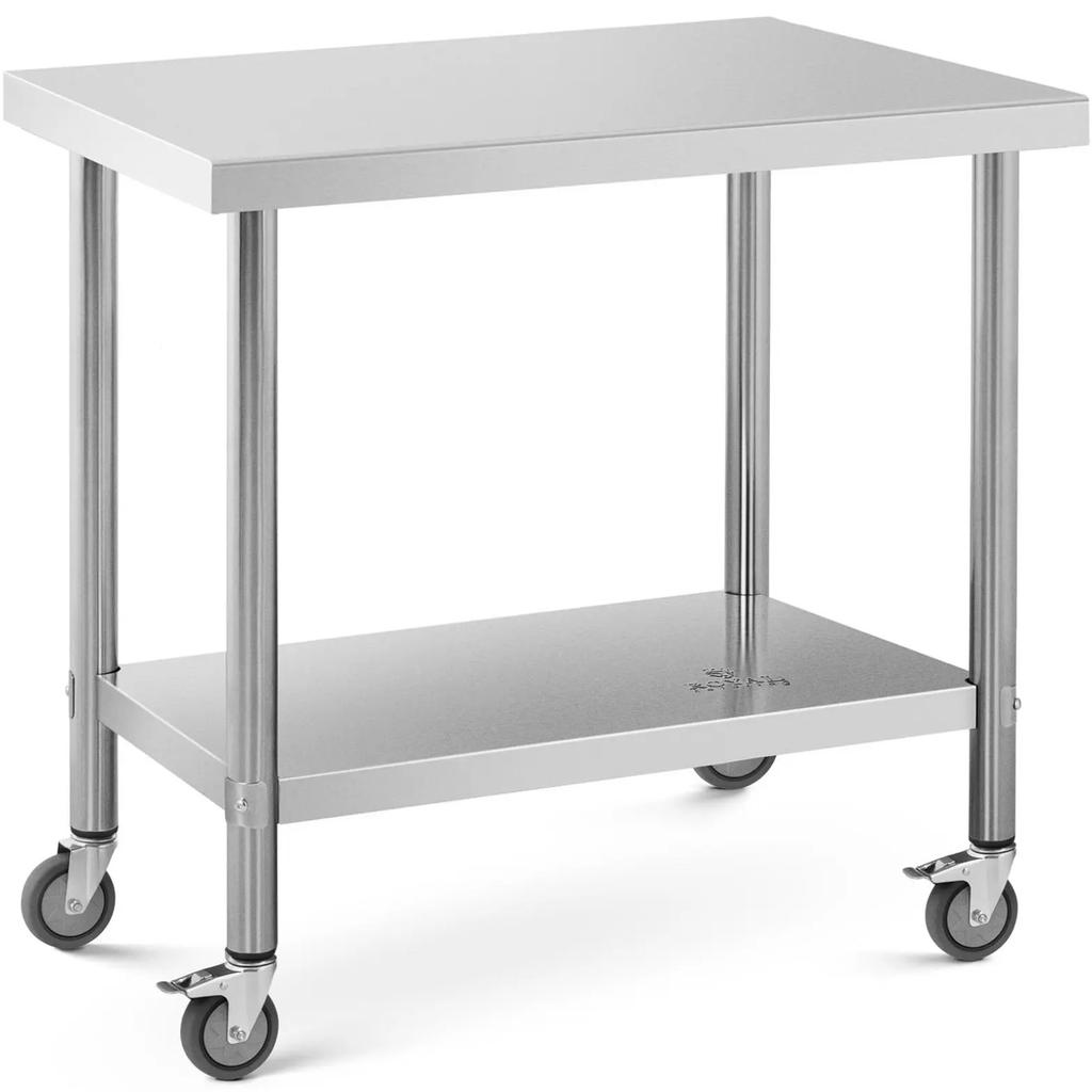 Table worktop on wheels, 2 levels, 60 x 90 cm, STEEL, up to 145 kg
