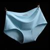 Women's Mid Rise Seamless Ice Silk Panties Solid Color Breathable Stretch Briefs Underwear