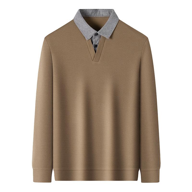 Two-piece T-shirt Shirt Collar for Men with Long Sleeves Layered Spring and Autumn Men's Fashion Base Shirt