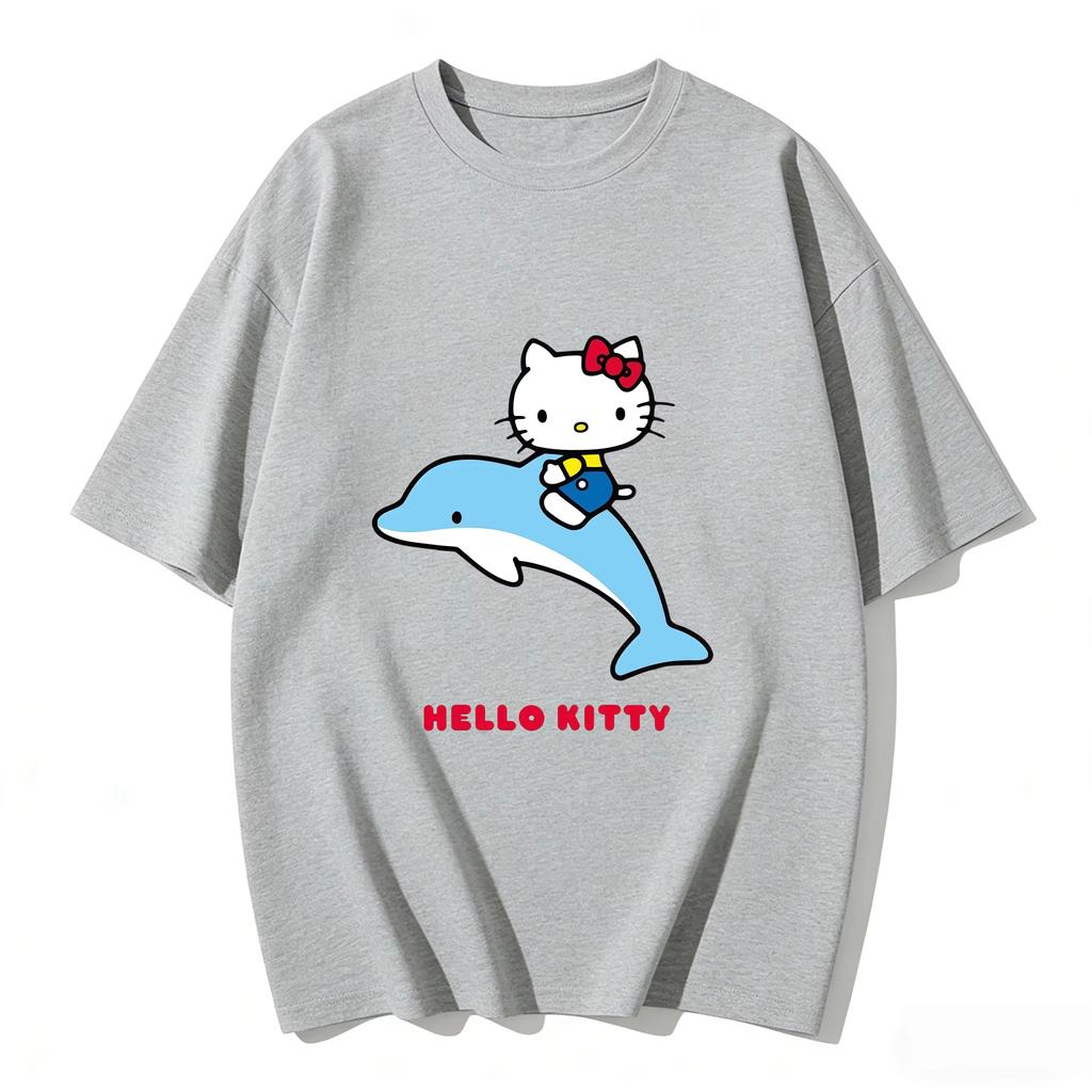 2026 new Summer HelloKitty Cute Graphic Tee Casual Short Sleeve Cotton Top for Women Girls Kawaii Cartoon Print Streetwear