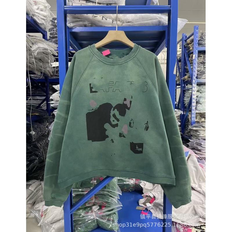 Mens Oversized Hooded Zip-Up Sweatshirt With Graphic Print Cotton Blend Fall Winter Streetwear