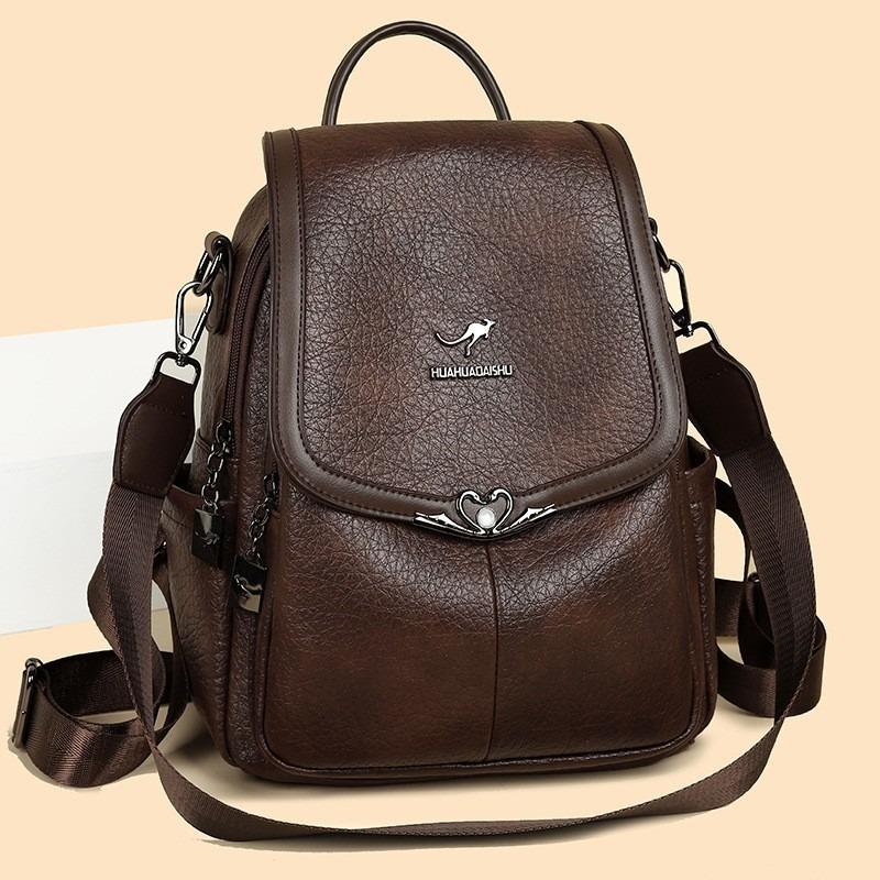 Versatile backpack new fashion backpack retro soft leather large capacity travel bag