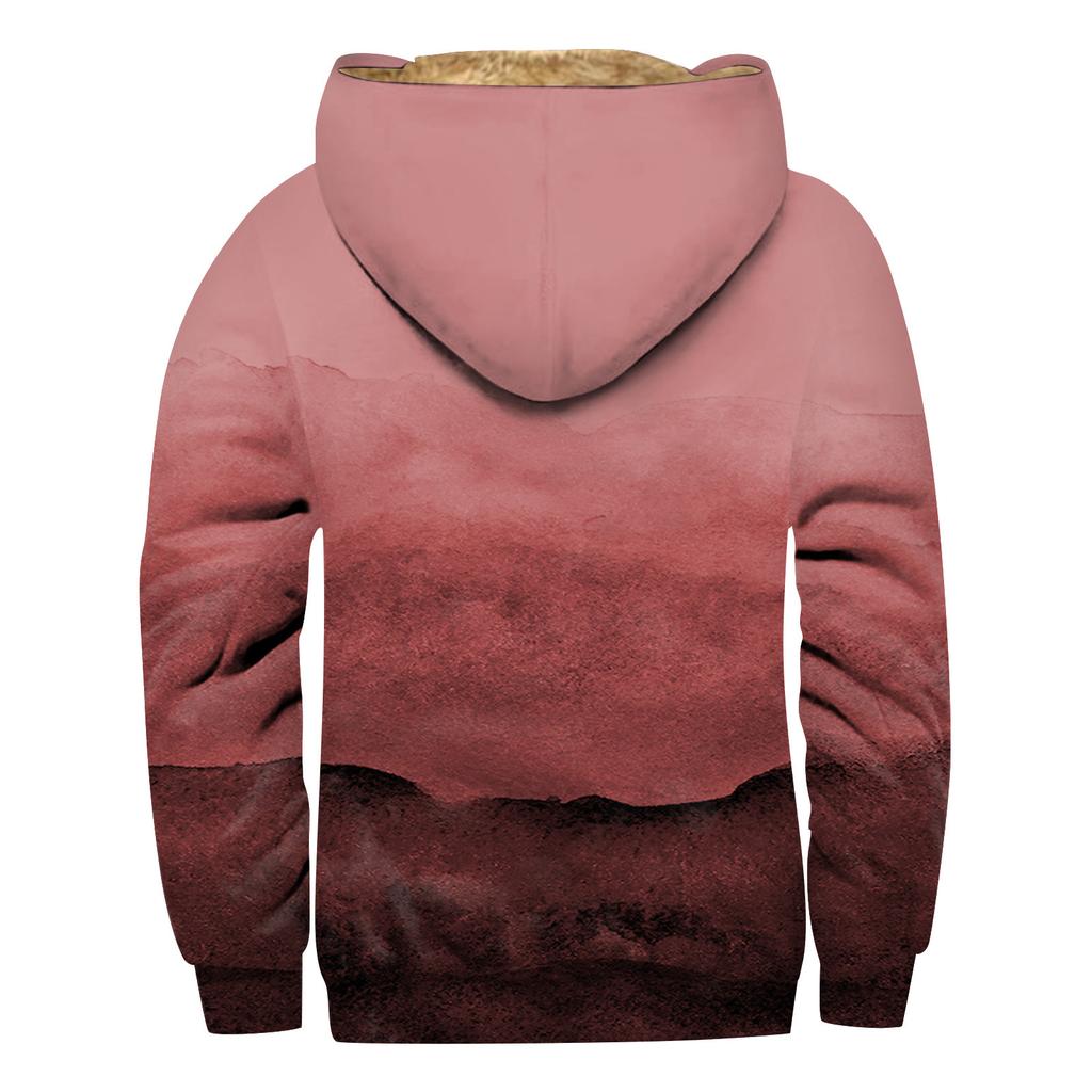 Fleecegenser med hette og hette med glidelås for menn med lapplomme Uformell jakke