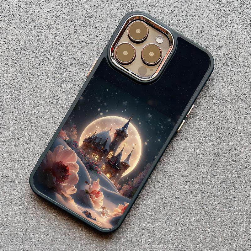 Castle Under Moonlight Luxury Silicone Phone Case For iPhone 13 12 11 Pro Max 14 8 7 Plus SE2 X XR XS 15 14 Pro Max Mobile Case