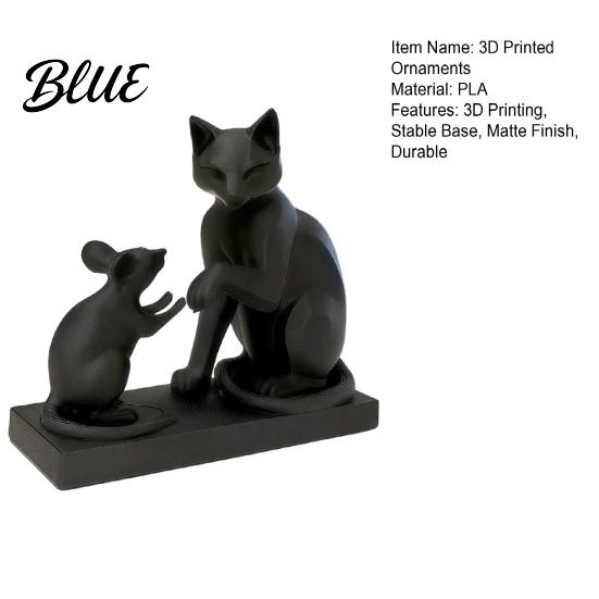 Table Decor 3D Printed Modern Cat & Mouse Sculpture Minimalist Animal Interaction Desk