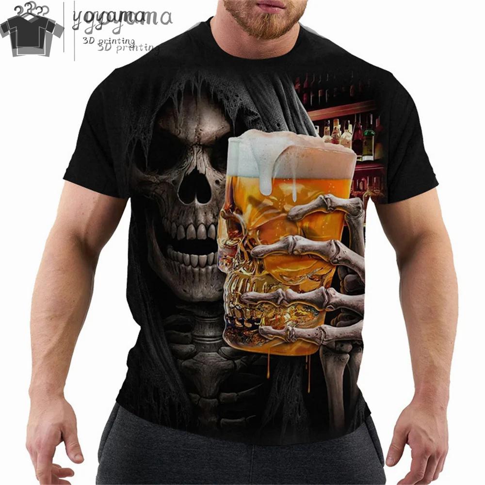 Summer Short Sleeve Tee Unisex T Shirts High Quality Short Sleeve Tee Tee Shirt Unisex Clothes Skull Print Clothes Unisex Funny T-shirt