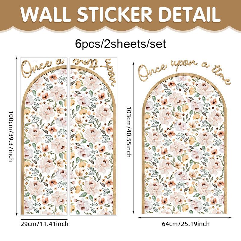 Large Size Boho Style Arch Geometric Plant Flower Wall Sticker Sticker Self-Adhesive Sticker Can Be Customized With Pattern 100*29cm*2pcs