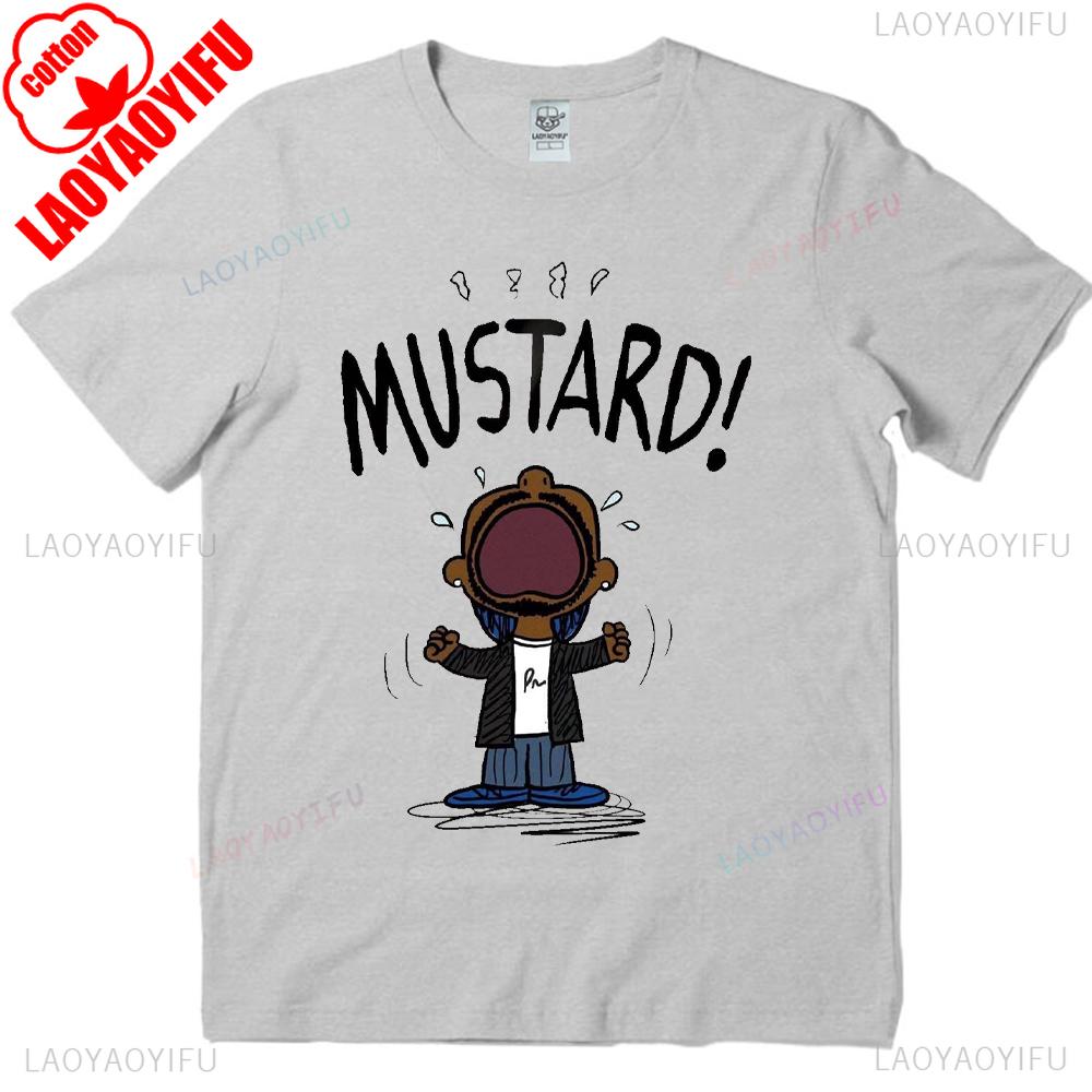 Kendrick Lamar MUSTARD Meme Shirt Neu Viral GNX Album Referenz Tops Hip Hop Musik Grafik T-Shirts Mustard Lamar Kurzarm