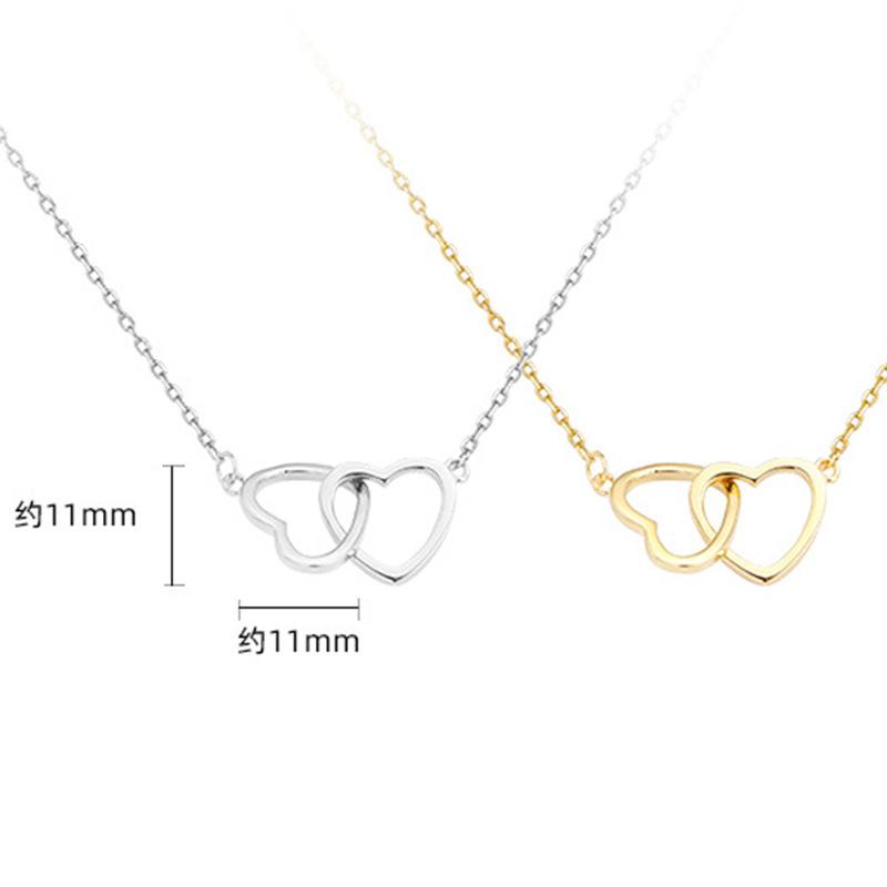 Romantic Double Heart Pendant Necklaces for Women Stainless Steel Charm Choker Necklace Gold Color Wedding Fashion Jewelry