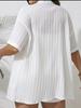 2026 European Plus Size Pleated Short-Sleeve Cardigan & Shorts Set - Women's Casual Vacation Suit