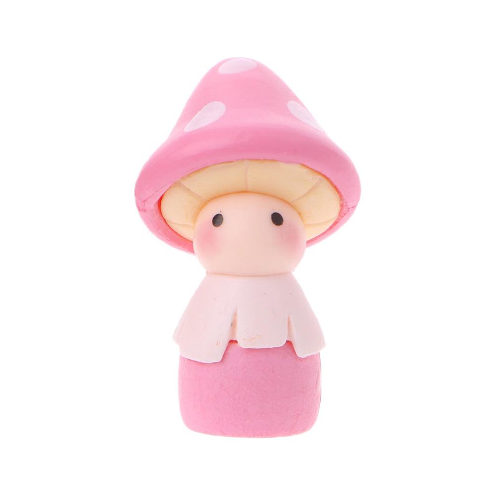 

Mushroom Doll Miniature Fairy Garden Ornament Micro Landscape Bonsai Decoration Miniature Figurine Pink