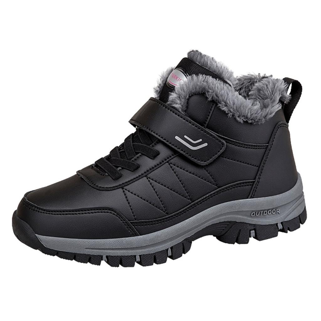 Outdoor Men's Cotton Shoes, Winter High Top Snow Shoes, Hiking Shoes, Waterproof and Plush Snow Boots