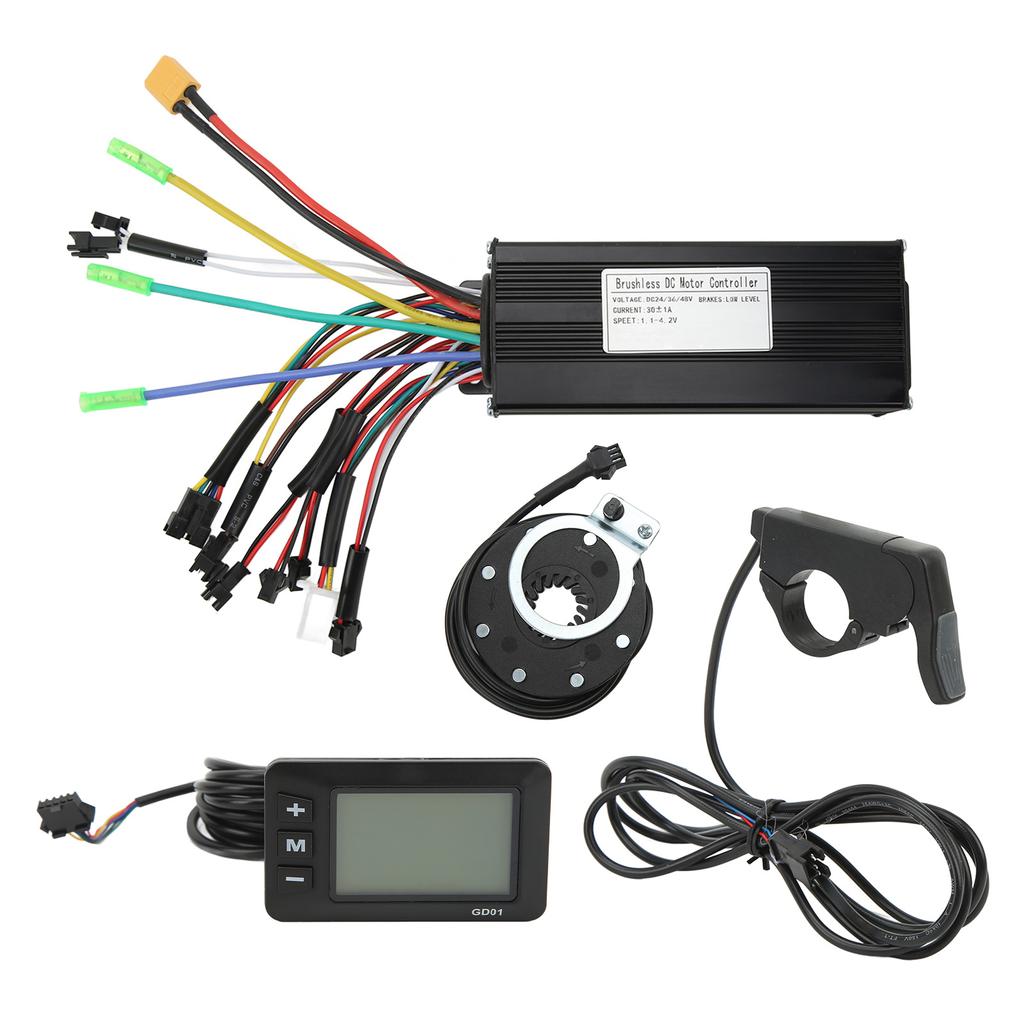 24V 36V 48V 30A Sinewave Controller GD01 Panel with Power Assist Sensor Thumb Throttle Electric Bike Conversion Kit for