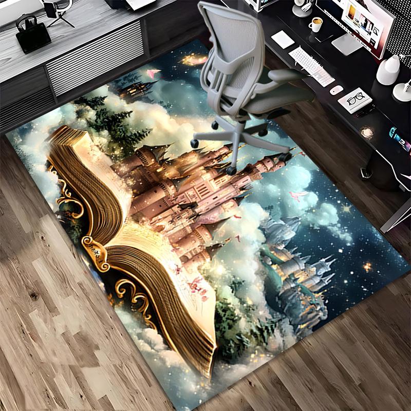 castle fantasy Crystal Velvet chair mat Area Rug - Non-Slip, Floor Mat, Office Desk Chair Rugs, Bedroom Decor.Christmas Gift-1106151