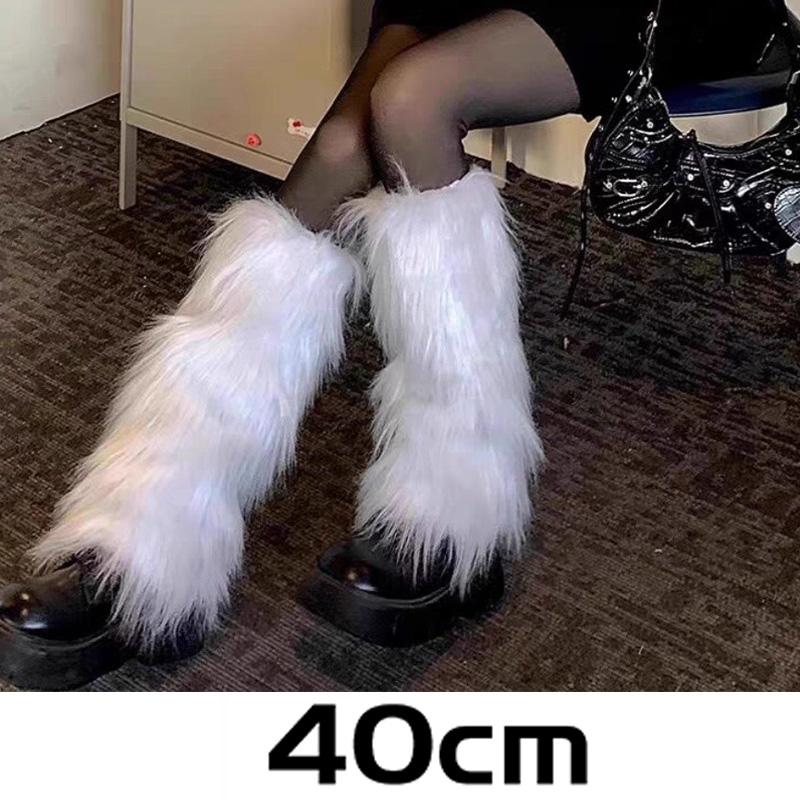 1/2pairs Winter Solid Color Leg Warmer Women Artificial Faux Fur Foot Covers Furry Leg Warmers Knee High Boots Cover