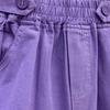 Women's Summer Fashion High Waisted Wide Leg Denim Shorts Age Reducing Purple