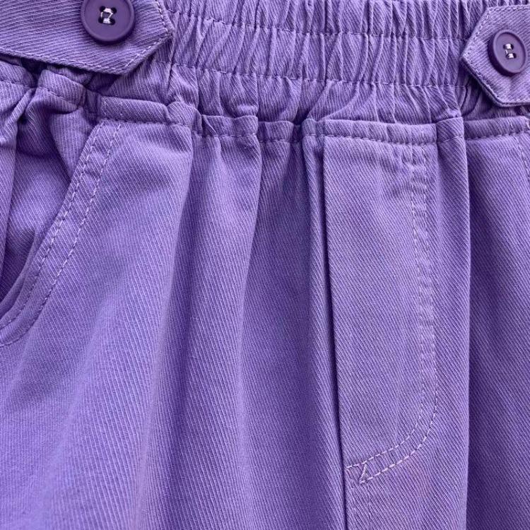 Women's Summer Fashion High Waisted Wide Leg Denim Shorts Age Reducing Purple
