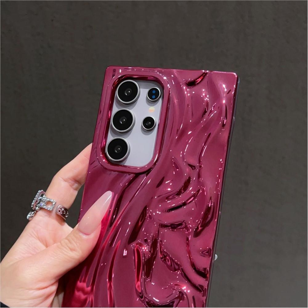 Coque de téléphone plissée 3D brillante plaquée avec effet froissé pour Samsung S25 S24 S23 Ultra Plus FE A56 A36 A26 A16 A06 A55 A35 A25 A15 A05 Housse