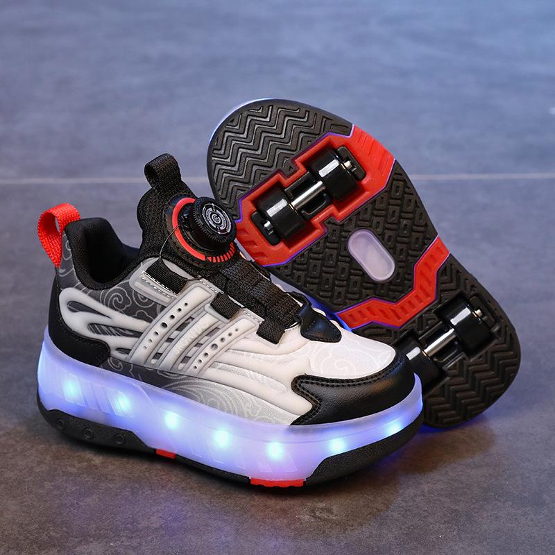 Classmate runaway shoes pulley boys can walk skating sneakers girls students four-wheel charging luminous shoes