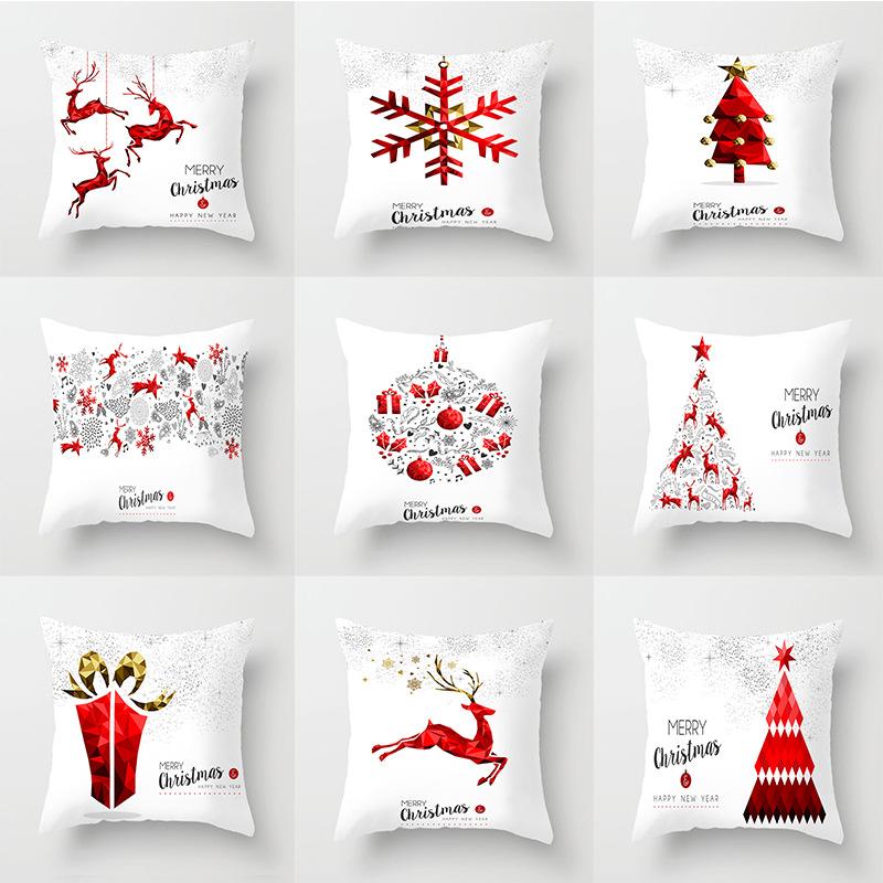 Frohe Weihnachten Dekorative Kissenbezüge Cartoon Weihnachtsmann Elch Wurfkissenbezug Kissenbezug 60x60cm