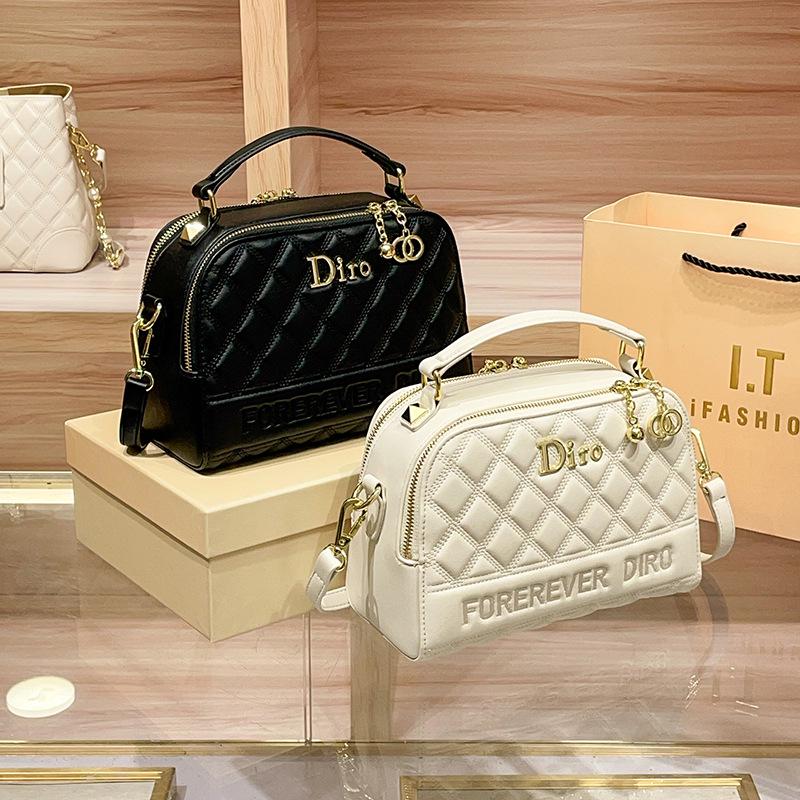 Shiling 2025 Handtasche & Umhängetasche für Damen mit schwarzem Diamantmuster aus Leder