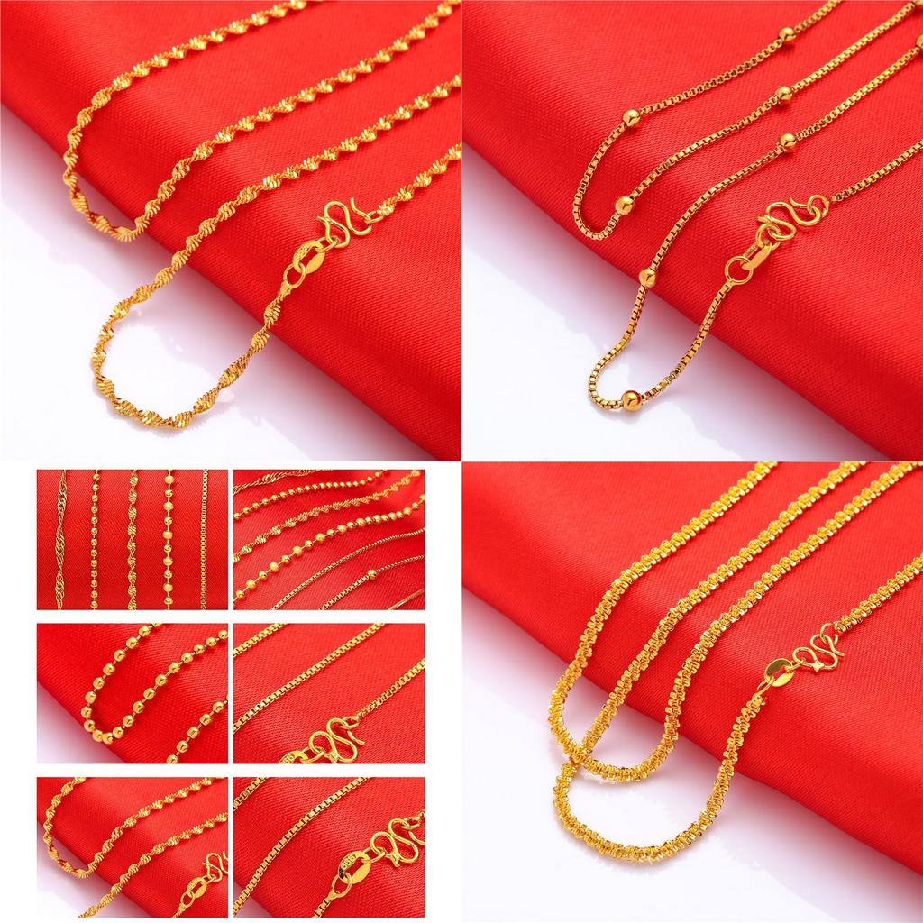 Brass Gold Plated Necklace Trendy Water Wave Design Gift For All**