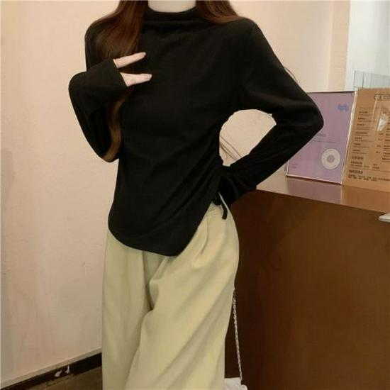 

Ультрамягкий асимметричный термотоп на кулиске для женщин - Приталенный крой, Идеально подходит для осени и зимы 2XL (130-150 lbs) чёрный