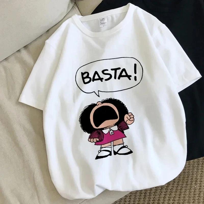 Harajuku Fun Cartoon Mafalda Kawaii Pattern Printed T-shirt Summer Cotton T-shirt Fashion Trend Top Harajuku Cotton Street Wear