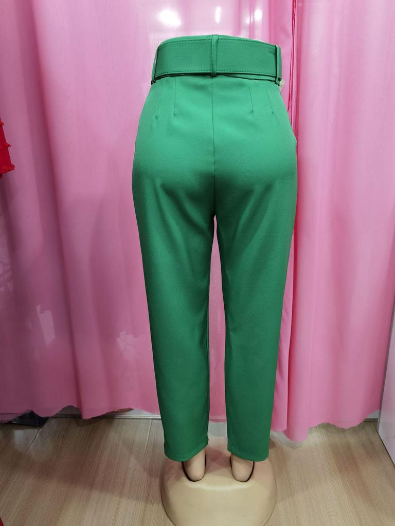 European & American Slim-Fit Straight-Leg Nine-Point Pants with Elastic Waistband