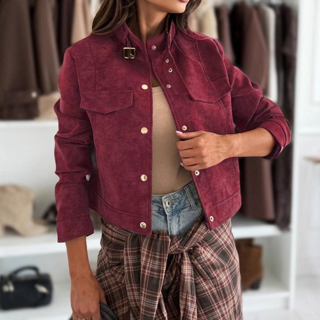 Women's Fashion Solid Color Tops Long Sleeve Jacket Zipper Coat