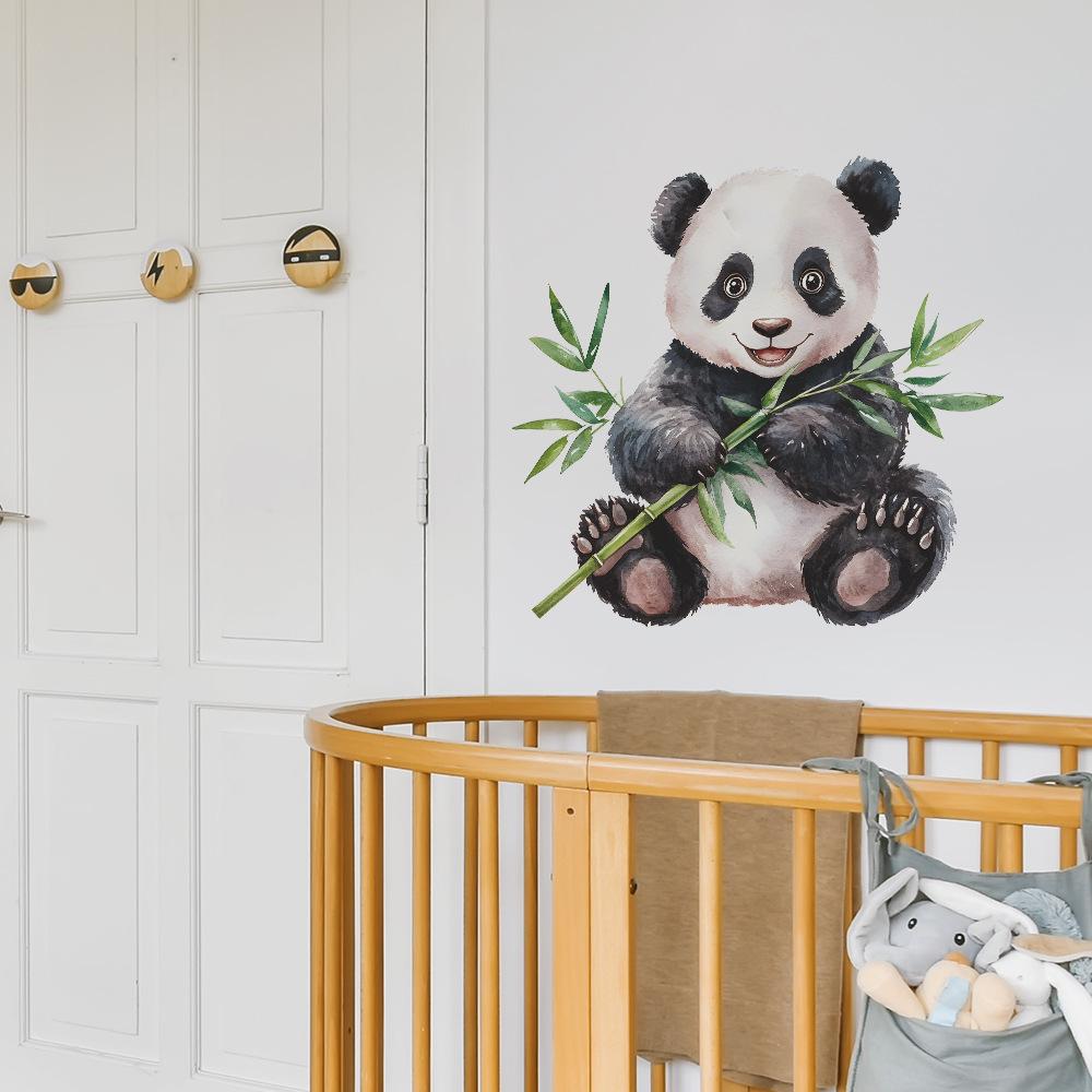 Painted Bamboo Panda Wall Stickers, Self-Adhesive Decor for Bedroom Living Room Entryway Dorm Room Decoration