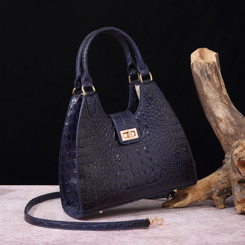 European and American Retro Independent Station Hand-held Armpit Bag French Stick Women's Bag Crocodile Pattern Brahmin