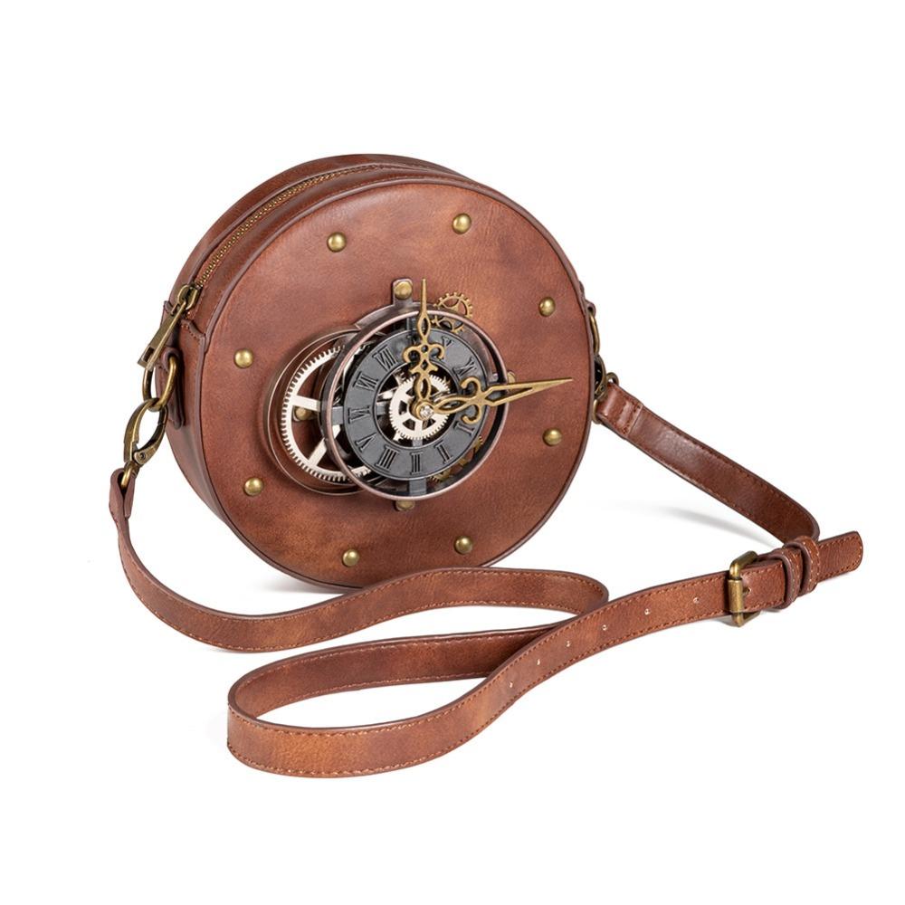 European and American Punk Women's Bag, Retro Brown, Outdoor Mobile Phone Change, Mini Bag, Sports and Leisure, Mini Waist Bag