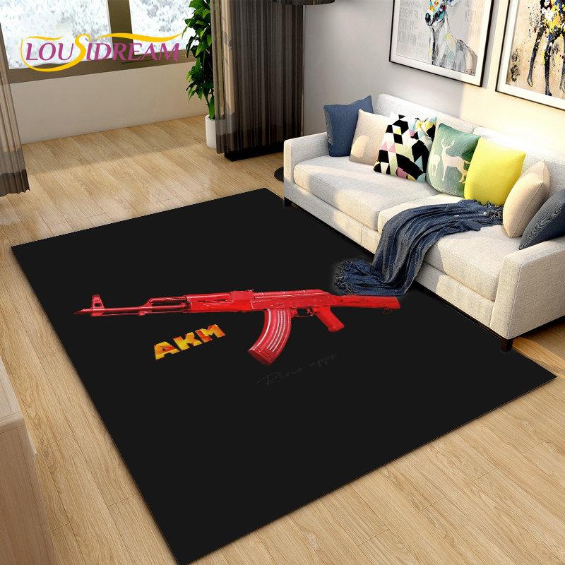 3D Rifle Pistol Revolver Gun Cartoon Area Rug,Carpet Rug for Living Room Bedroom,Kitchen Doormat Bathroom Anti-slip Floor Mat