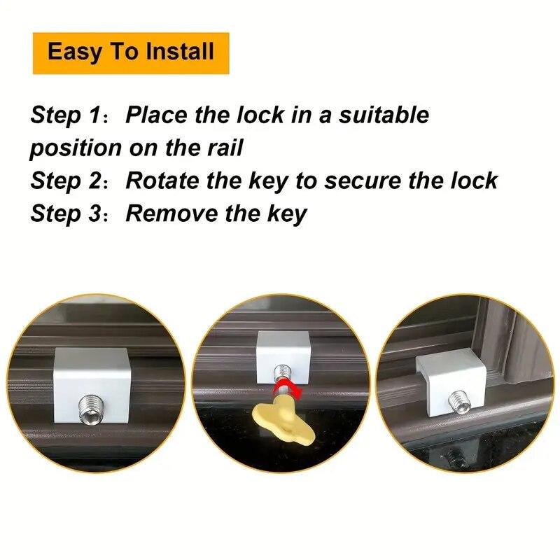 Non Perforated Window Lock Buckle with Buckle Fixed Alloy Screen Window Sliding Window Child Safety Lock Household Anti-theft