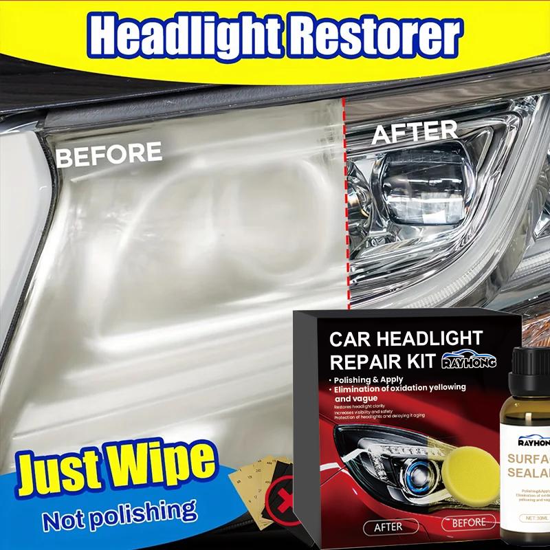 Car Headlight Restoration Polishing Kit - Scratch Remover & Oxidation Cleaner Repair Paste for Headlamp Assembly