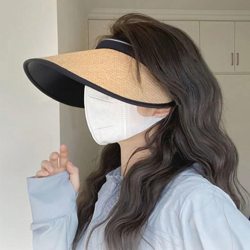 Women's Summer Sun Hat Fashion Solid Color Big Brim UV-proof Breathable Straw Beach Hat Golf Tennis Hat Outdoor Sun Protection
