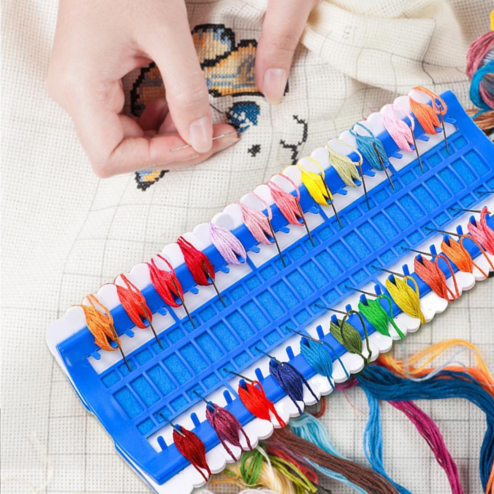 50-Hole Cross Stitch Row Line Board Craft Storage Holder Knit Tools Accessory with Marking Card Efficient for DIY Sewing Storage