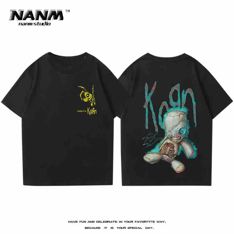 

KORN Cohen Мужской и женский топ с коротким рукавом с одинаковой марионеткой-отрубленной головой Уличный винтажный топ с круглым вырезом и полосой, с коротким рукавом 4XL