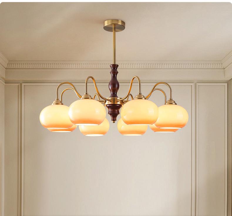 Wabi-Sabi Vintage Persimmon Pendant Light - Retro Solid Wood Eye-Protecting Fixture for Living Room, Study, Bedroom