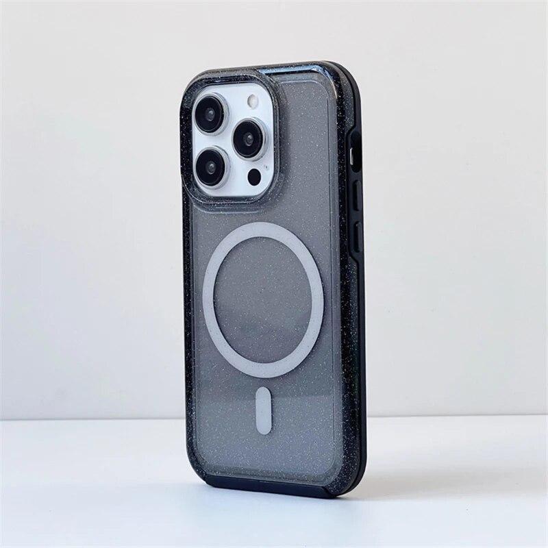 Fluorescenční třpytivé magnetické pouzdro pro IPhone 15 14 Pro Max 12 11 Pro Max Candy Transparentní silikonový nárazník pro bezdrátové nabíjení