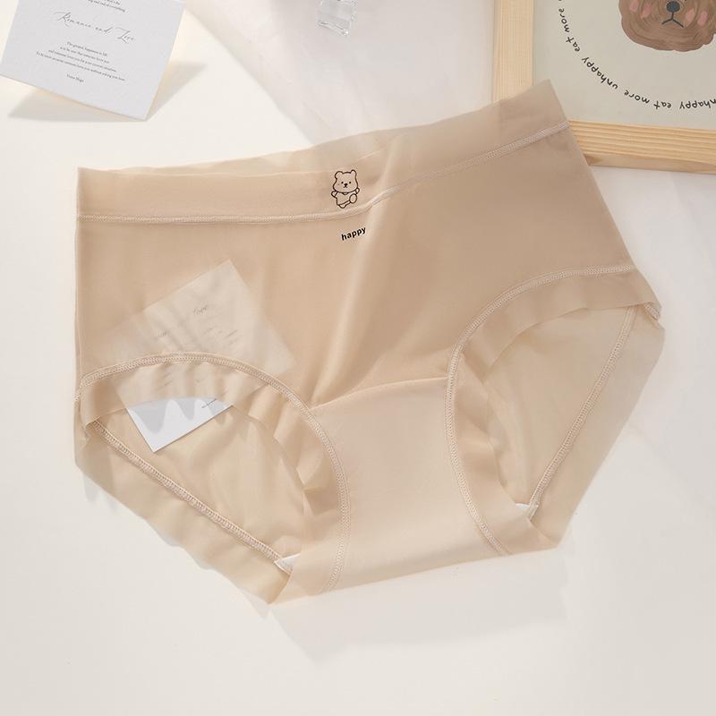Plus Size Women's Summer Thin Cotton Breathable Non Trace Antibacterial Ice Silk Briefs